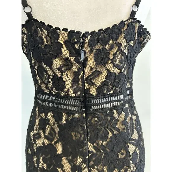 VTG Y2K Black Lace Overlay Dress Romantic Whimsygoth Sexy Vixen Cocktail Sz 10 - Picture 5 of 16
